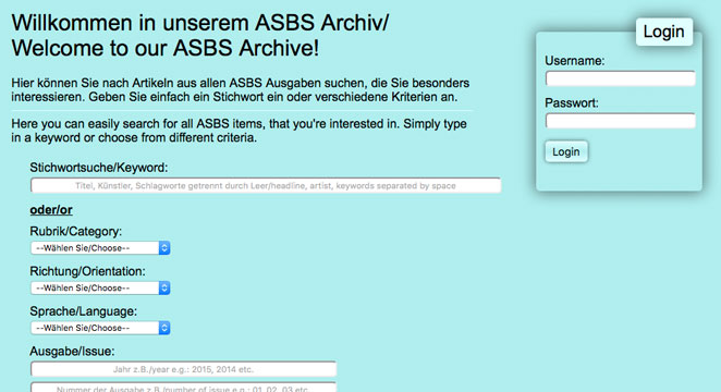Neues ASBS Online-Archiv: Beiträge, Künstler und Ausgaben bequem suchen